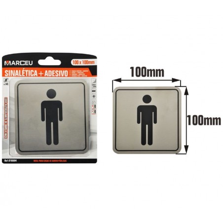 Sinal INOX - WC Homem (166941) 10 x 10 cm